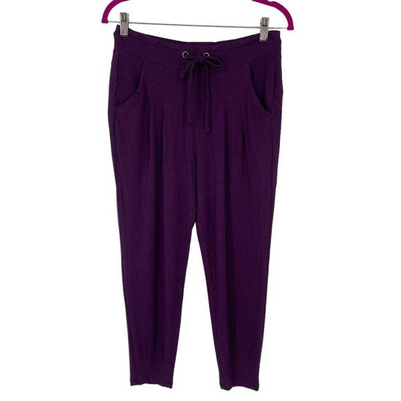 Athleta Sahaja Hi Rise Capri Pants Womens XS Purple Drawstring Loungewear Jogger - Picture 2 of 9